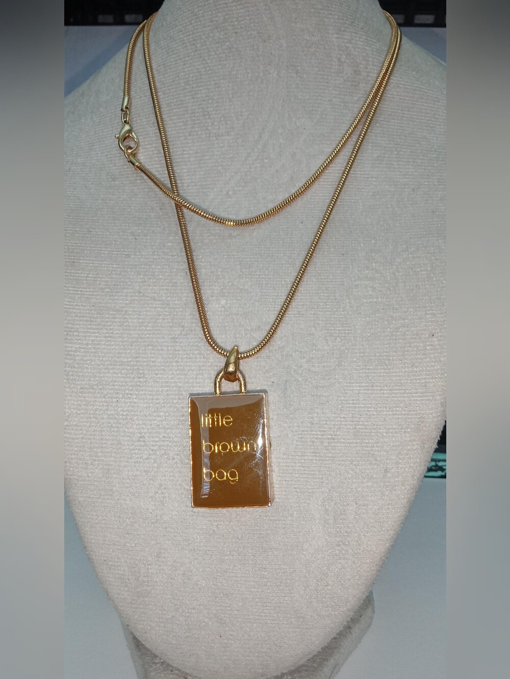 Rare Bloomingdale's 'Little Brown Bag' Locket Necklace